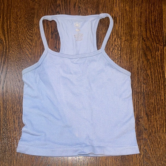 Blue Ribbed Tank Top - Picture 2 of 4